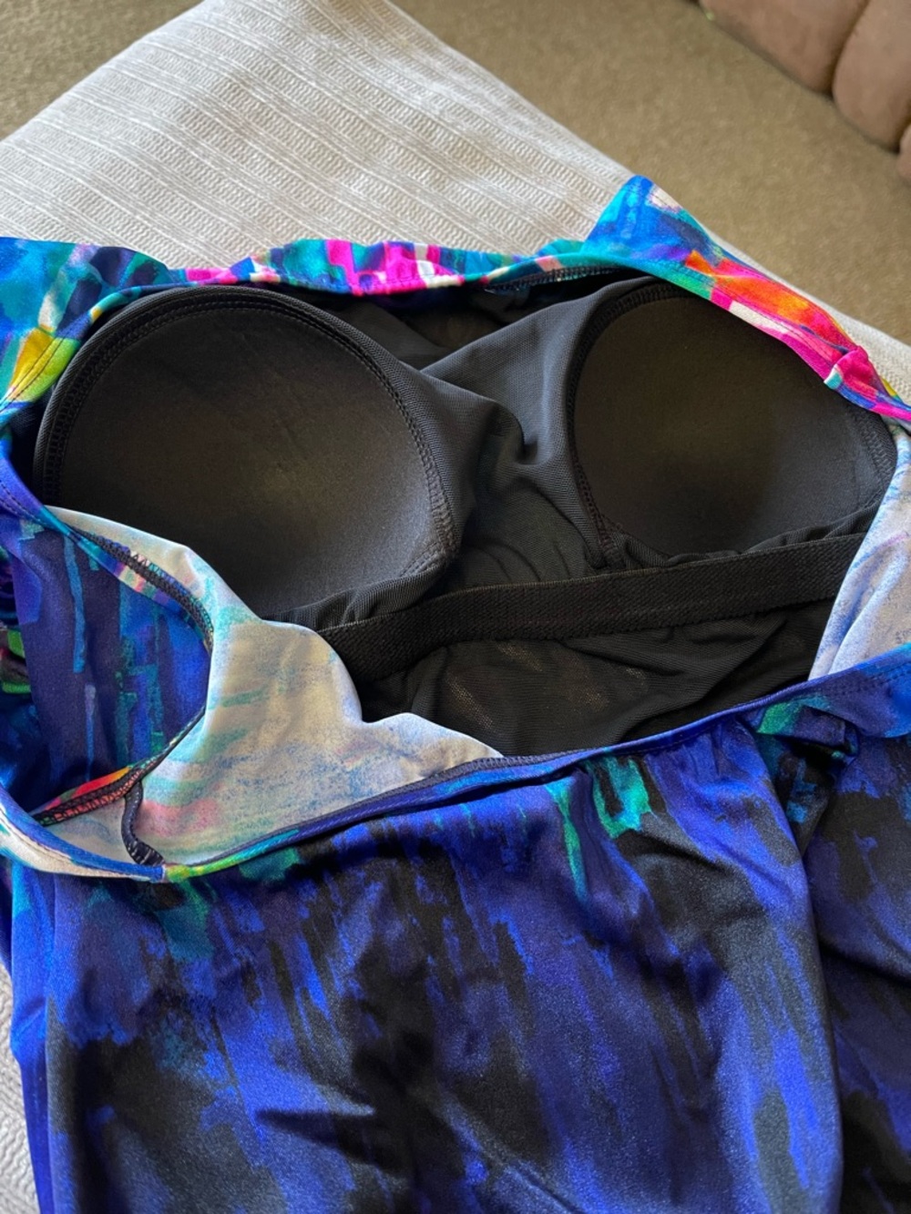 St. John's Bay Vibrant Multicolor One-Piece Swimsuit Size 12 - Picture 6 of 11